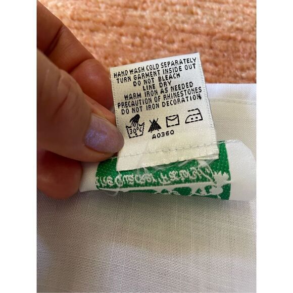 LT White Button Down Embroidered Cherry Fruit Beaded Long Sleeve Shirt Shacket - Picture 3 of 8